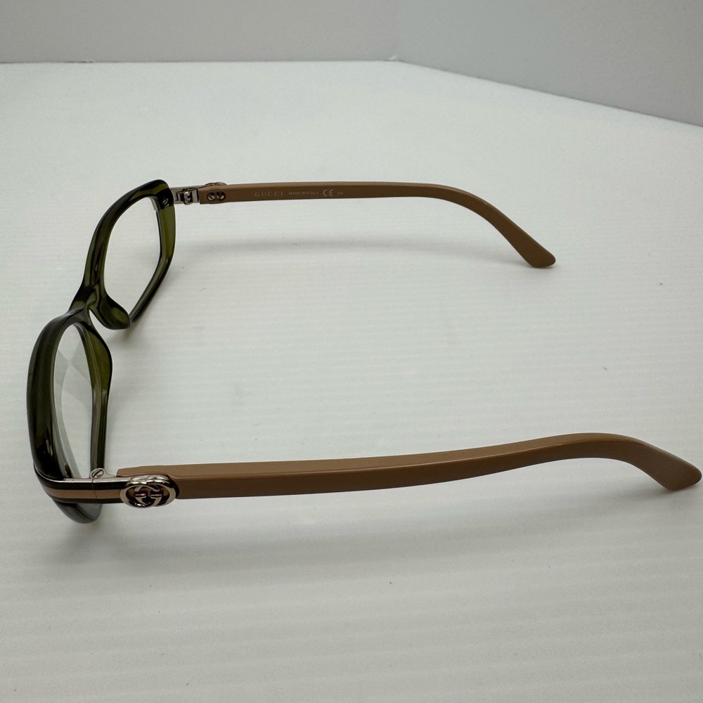 GUCCI EYEGLASSES GG 3200 310 140 TRANSPARENT GREEN & NUDE BEIGE Semi Cat Eye - Picture 12 of 16